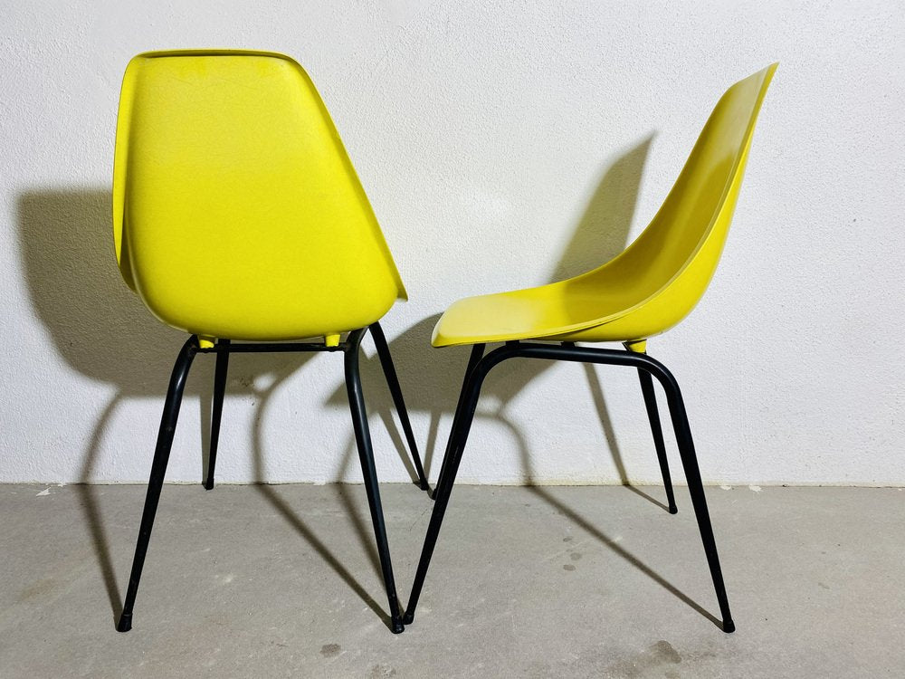 French Fiberglass Stelle Chairs by Rene Jean Caillette for Steiner, 1950, Set of 2