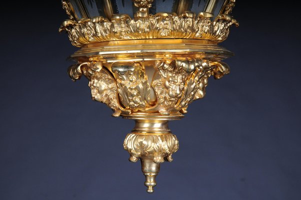 French Fire Gilt Bronze Lantern Hanging Light in Versailles Shape-FLW-1402151