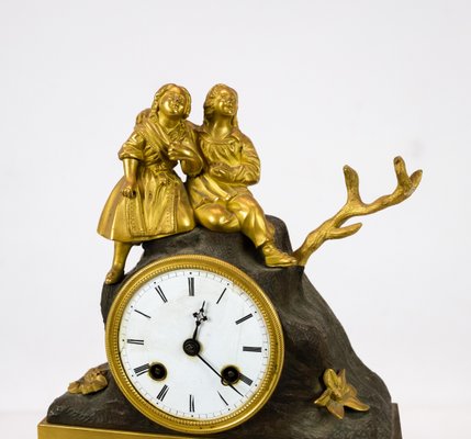 French Fireplace Clock in Gilded Bronze, 1820s-UY-754593