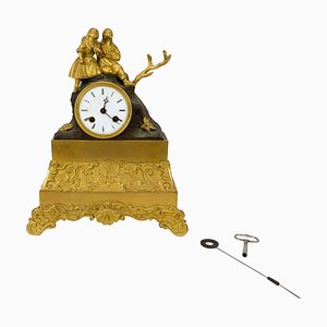 French Fireplace Clock in Gilded Bronze, 1820s-UY-754593