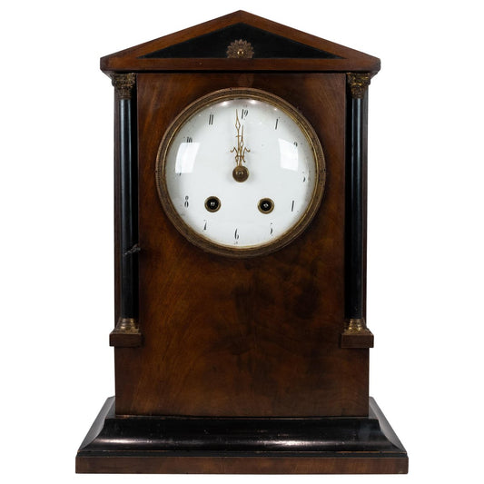 French Fireplace Table Clock in Mahogany, 1840s