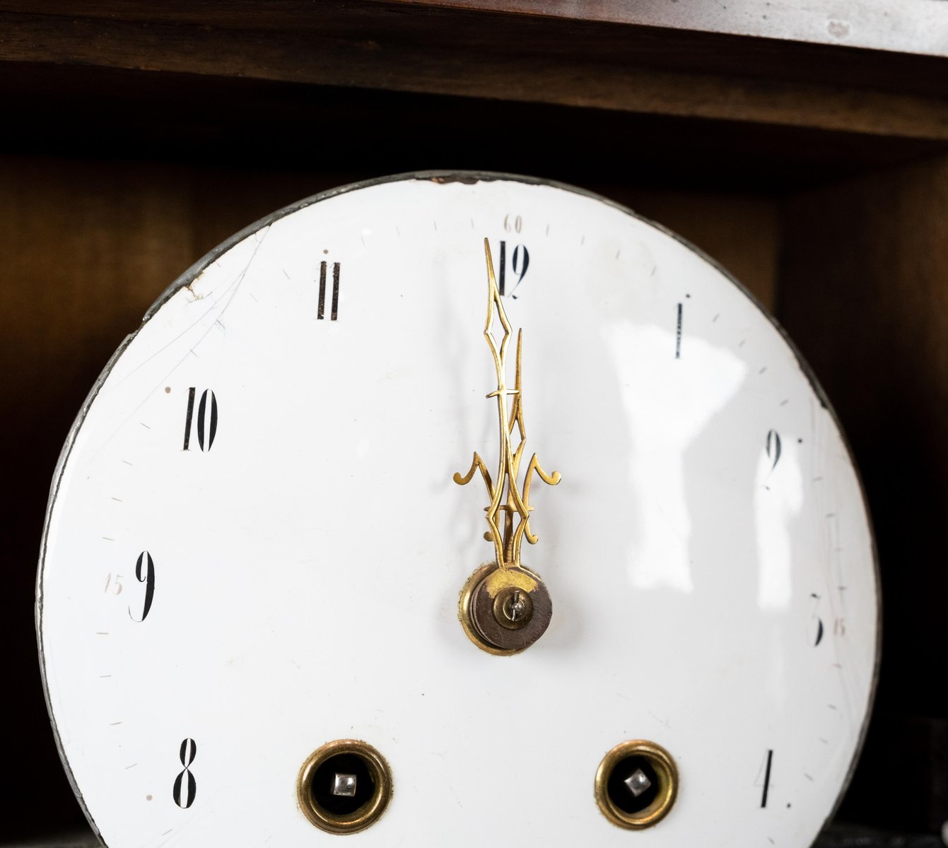 French Fireplace Table Clock in Mahogany, 1840s