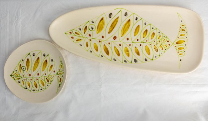 French Fish Dishes in White Faience, 1960s, Set of 2-RIU-1735613