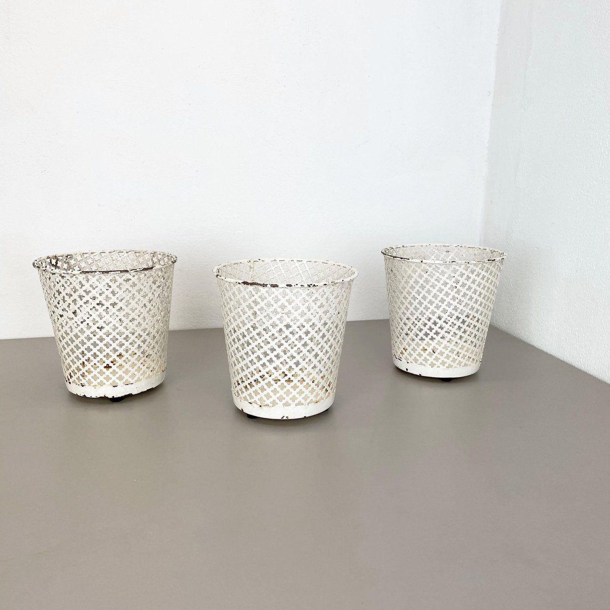 French Flower Pot Plant Stands Vases by Mathieu Mategot, 1950, Set of 3