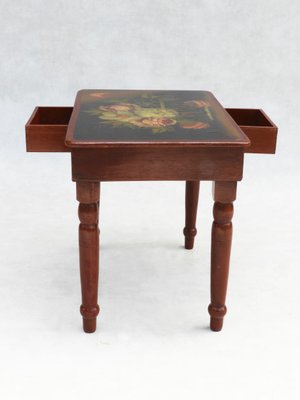 French Folk Art Hand Painted Side Table-JUA-1345809