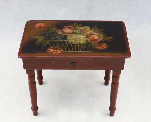 French Folk Art Hand Painted Side Table-JUA-1345809