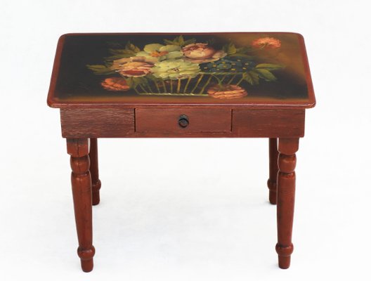 French Folk Art Hand Painted Side Table-JUA-1345809