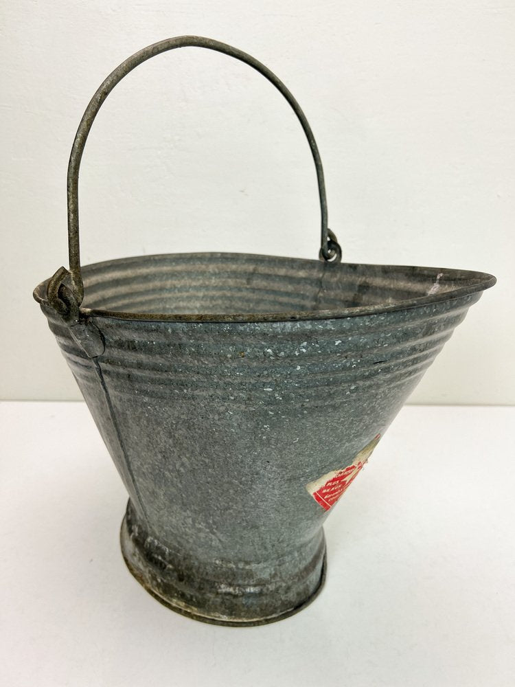 French Galvanised Zinc Coal Basket, 1950s