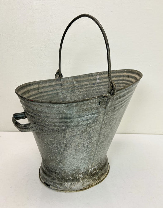 French Galvanised Zinc Coal Basket, 1950s