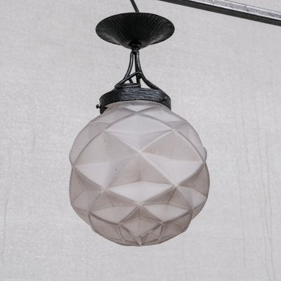 French Geometric Glass Iron Pendant Light-JRP-1364596