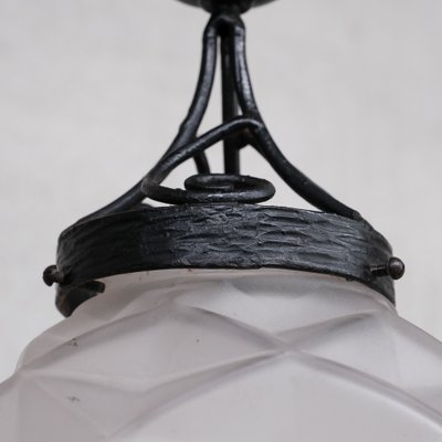 French Geometric Glass Iron Pendant Light-JRP-1364596