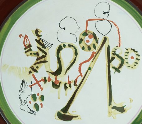 French Gilbert Portanier Ceramic Wall Plate Art Ceramic Signed Portanier 80 Vallauris, 1982-FH-2035661