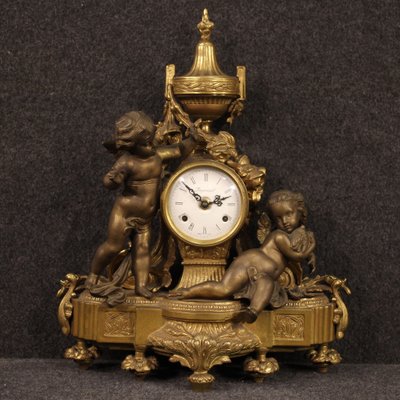 French Gilt Bronze and Antimony Clock, 1950s-RP-725776