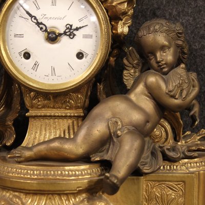 French Gilt Bronze and Antimony Clock, 1950s-RP-725776