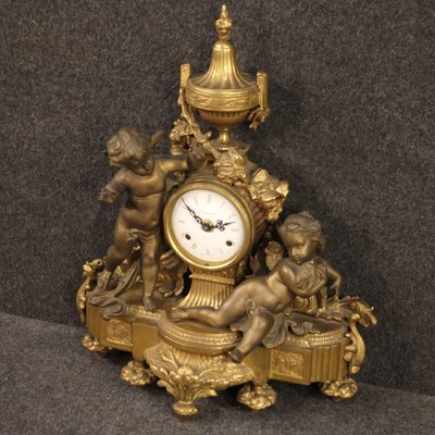 French Gilt Bronze and Antimony Clock, 1950s-RP-725776