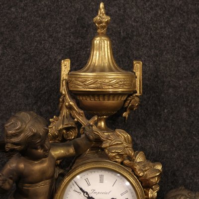 French Gilt Bronze and Antimony Clock, 1950s-RP-725776