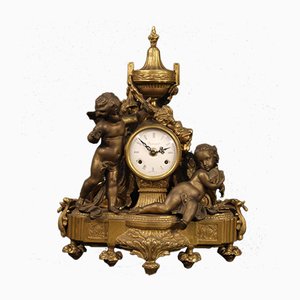 French Gilt Bronze and Antimony Clock, 1950s-RP-725776