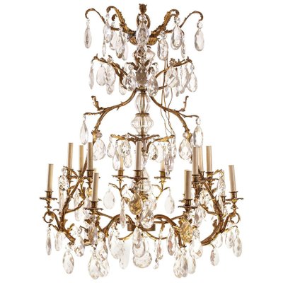 French Gilt Bronze and Cut Glass 14-Light Chandelier, 19th Century-MBH-1032641