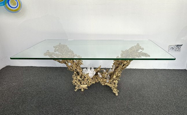 French Gilt Bronze and Quartz Stone Coffee Table by Boeltz, 1970s-FUE-1735180