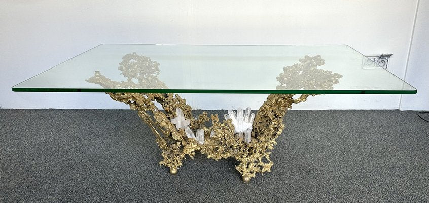 French Gilt Bronze and Quartz Stone Coffee Table by Boeltz, 1970s-FUE-1735180