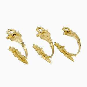 French Gilt Bronze Curtain Tiebacks or Curtain Holders, Set of 3-KEG-799414