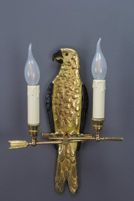 French Gilt Bronze Parrot Wall Sconces, 1970s, Set of 2-KEG-1398793