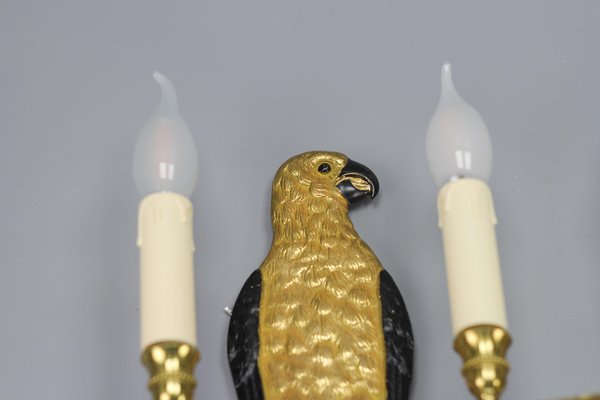 French Gilt Bronze Parrot Wall Sconces, 1970s, Set of 2-KEG-1398793