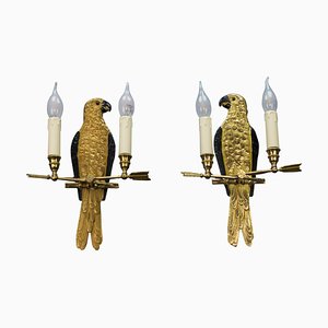 French Gilt Bronze Parrot Wall Sconces, 1970s, Set of 2-KEG-1398793