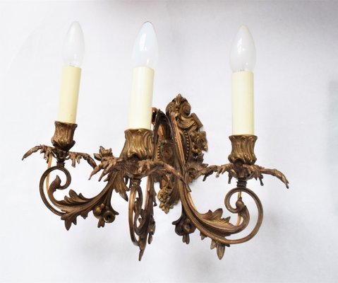 French Gilt Bronze Rococo Style Sconces, 1920s, Set of 2-VA-875874