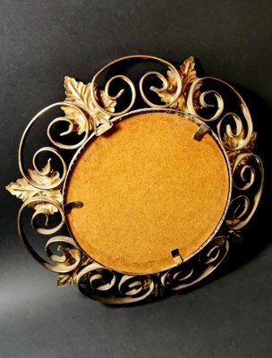 French Gilt Metal Mirror with Vine Leaves-QRS-1260895