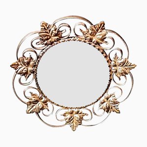 French Gilt Metal Mirror with Vine Leaves-QRS-1260895