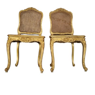 French Giltwood Chairs with Backup and Grid Seat, Set of 2-TCS-1779635