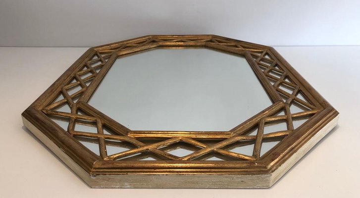 French Giltwood Octogonal Glazing Mirror, 1970s-BA-762678