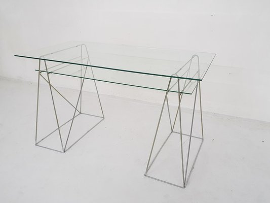 French Glass and Metal Desk, 1970s-ZO-1779746