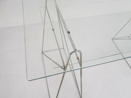 French Glass and Metal Desk, 1970s-ZO-1779746