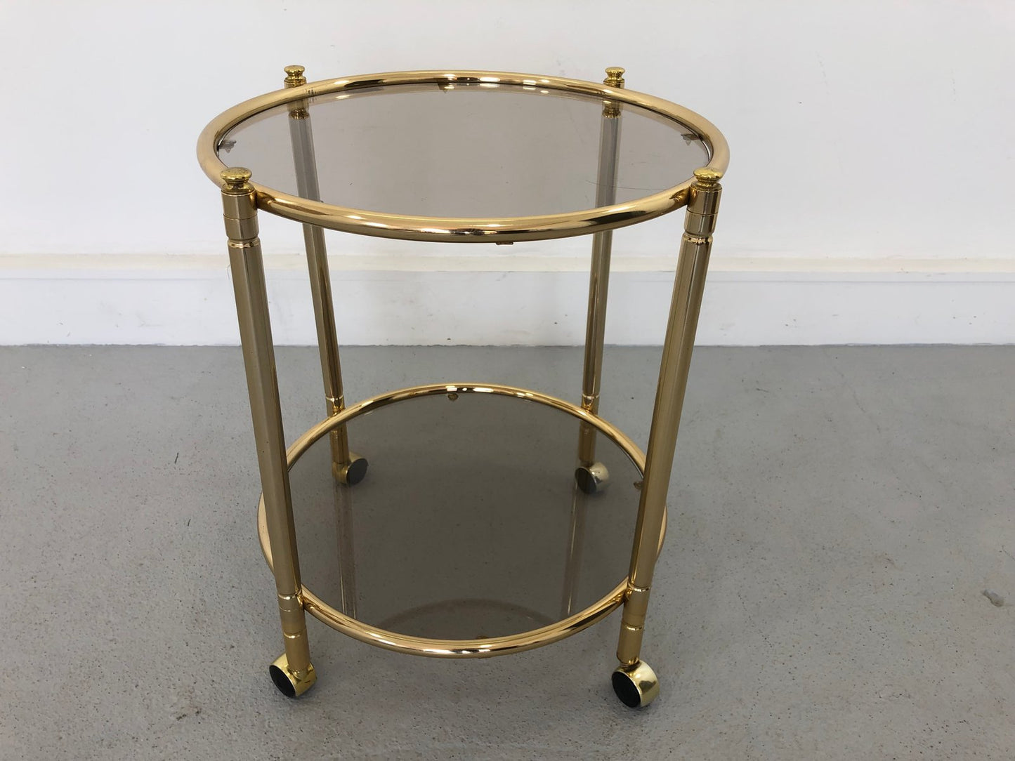 French Glass Bar Cart with Removable Tray, 1950s