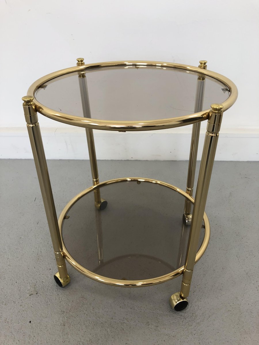 French Glass Bar Cart with Removable Tray, 1950s