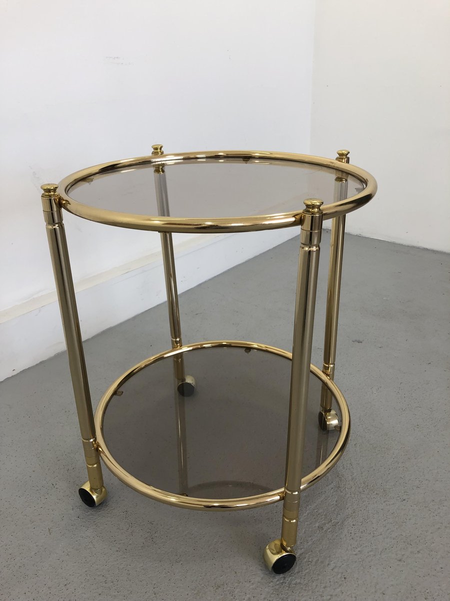 French Glass Bar Cart with Removable Tray, 1950s