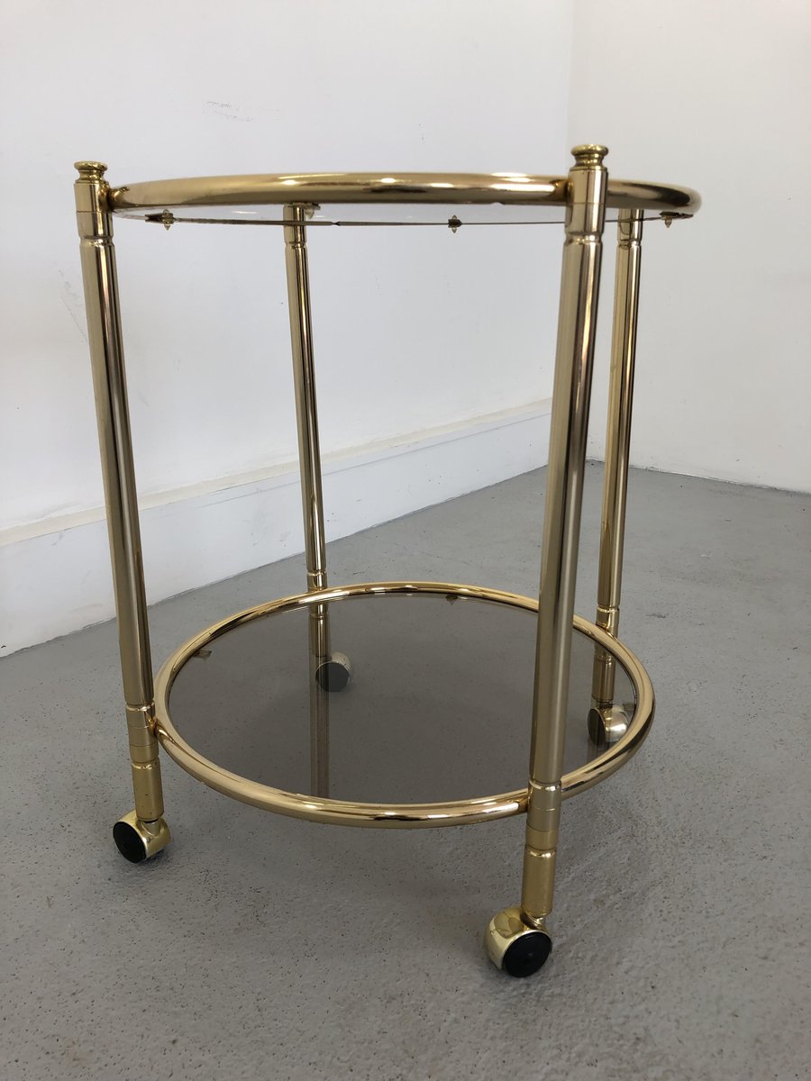 French Glass Bar Cart with Removable Tray, 1950s