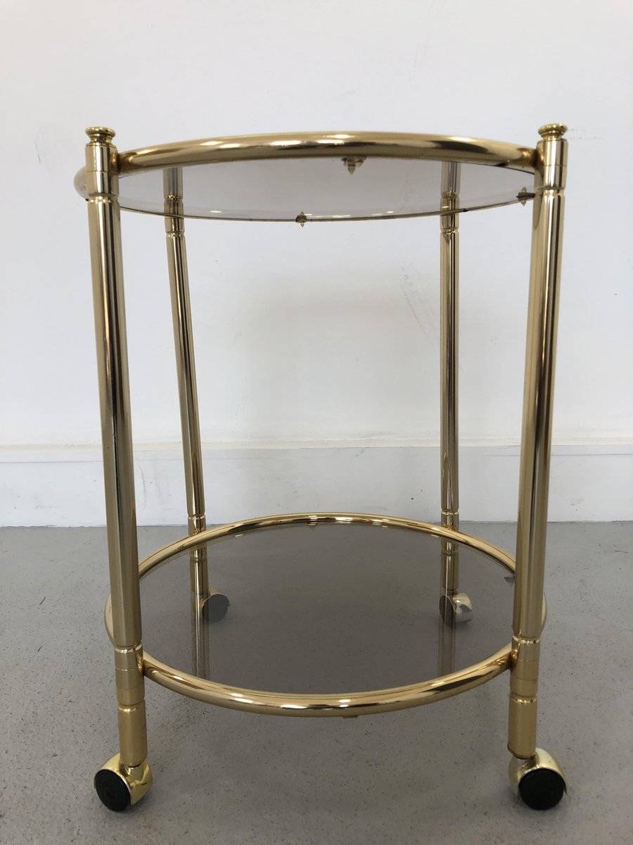 French Glass Bar Cart with Removable Tray, 1950s