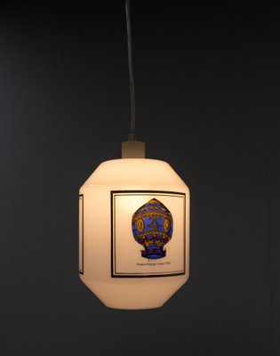 French Glass Ceiling Pendant Depicting Three Hot Air Balloons, Mid-20th Century-RIU-1263687