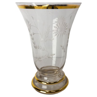 French Glass Golden Neck and Base Vase, 1960s-RIU-1394190