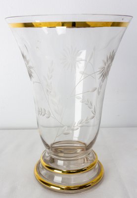 French Glass Golden Neck and Base Vase, 1960s-RIU-1394190