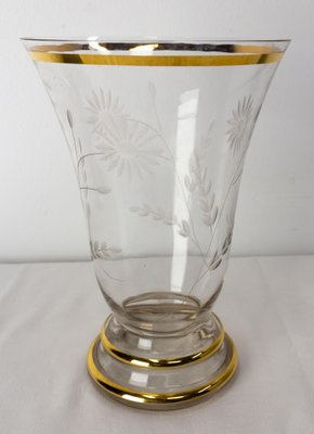 French Glass Golden Neck and Base Vase, 1960s-RIU-1394190