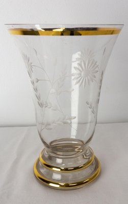 French Glass Golden Neck and Base Vase, 1960s-RIU-1394190