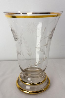 French Glass Golden Neck and Base Vase, 1960s-RIU-1394190