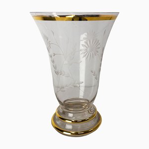 French Glass Golden Neck and Base Vase, 1960s-RIU-1394190