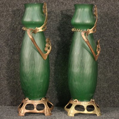 French Glass Vases in Art Nouveau Style, Set of 2-RP-957204