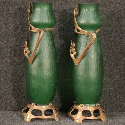 French Glass Vases in Art Nouveau Style, Set of 2-RP-957204