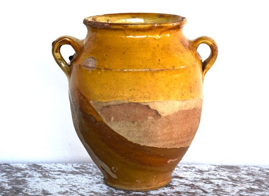 French Glazed Pottery Confit Pot, 1800s-BTG-1707108